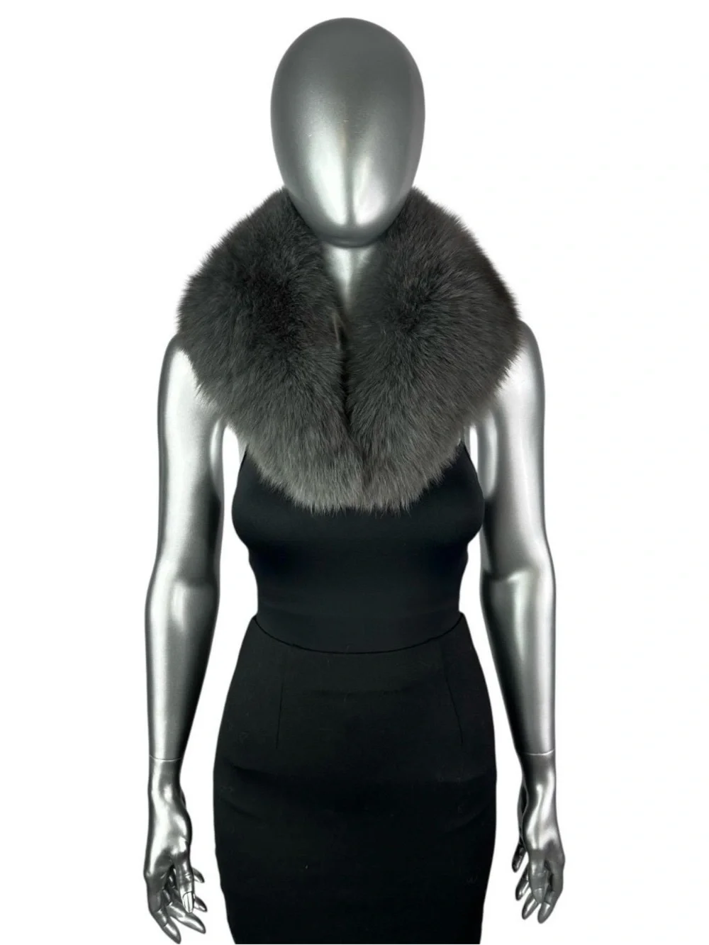 DARK GRAY FOX  Shawl Collar, 30” L, Certified Vintage Fur